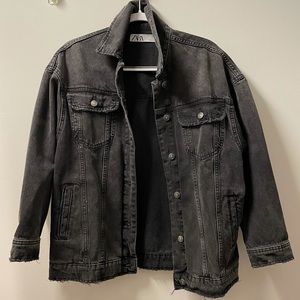 Zara oversized black denim jacket